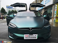 特斯拉MODELX-电光宝石绿-英国RG瑞集汽车改色膜宁波慈溪加盟店出品