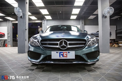 奔驰C200L-电光宝石绿-RG瑞集车身改色膜广州总店出品