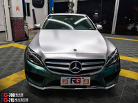奔驰C200L-电光银+电光宝石绿-RG瑞集改色膜福建泉州店出品