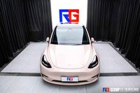 特斯拉model y-PET香草奶油粉-RG瑞集名车改色贴膜