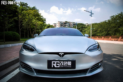 特斯拉models 90D-电光银-RG瑞集改色膜广州总店出品