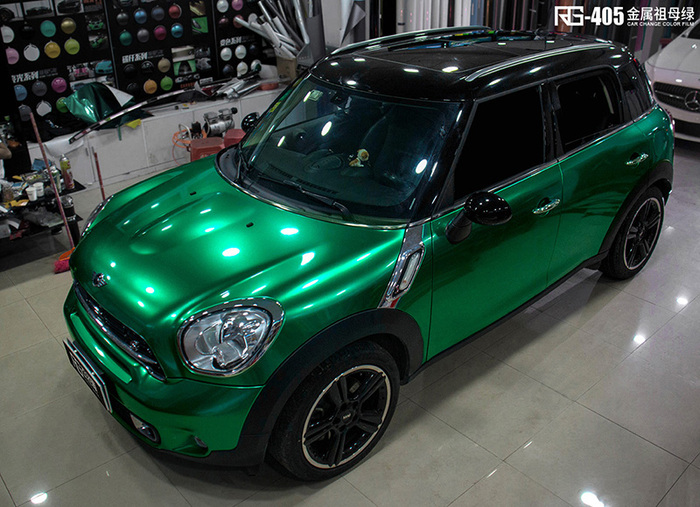 宝马mini改色贴膜金属祖母绿英国rg瑞集汽车改色膜中国代理广州总部