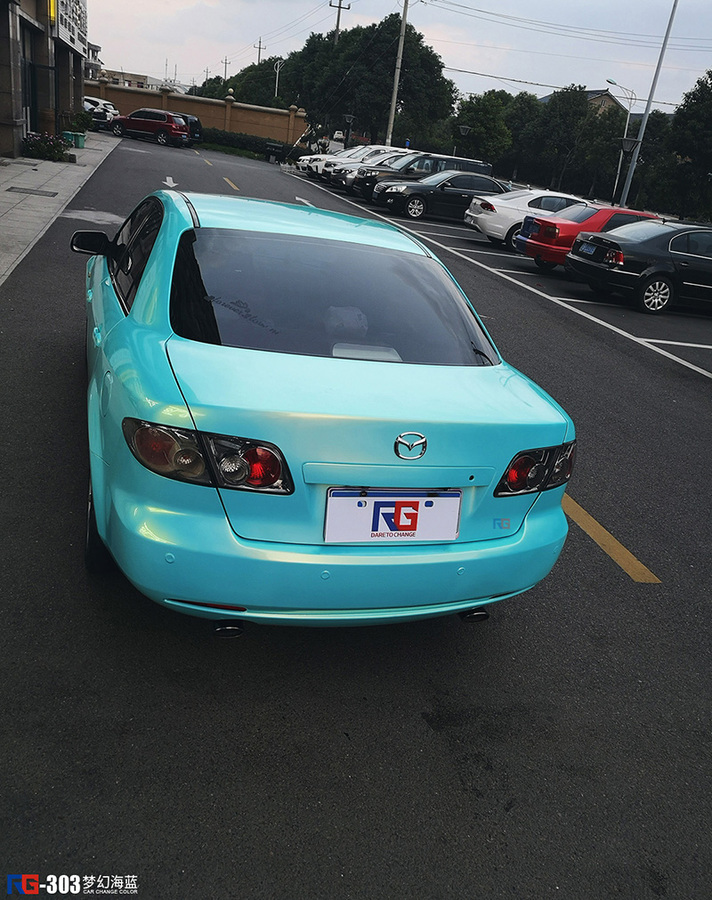 马自达6改色贴膜梦幻海蓝英国rg瑞集汽车改色膜浙江宁波加盟店出品