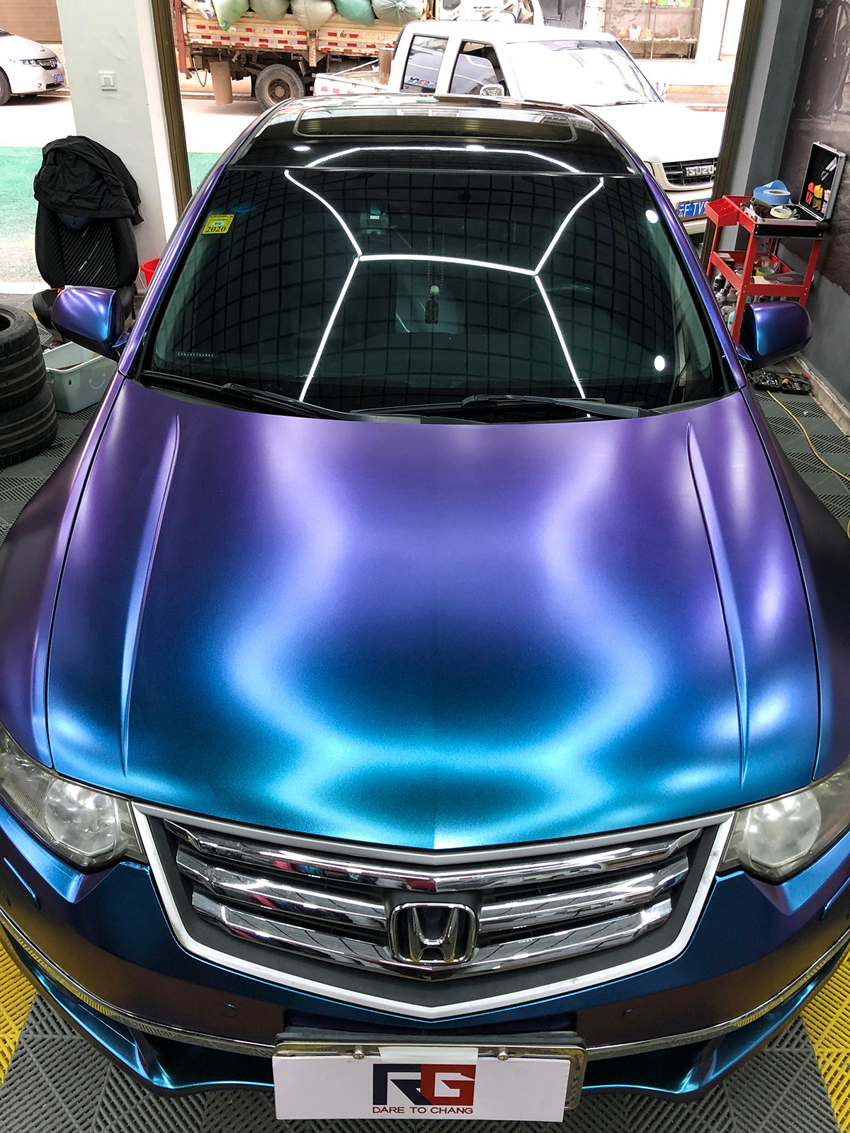 本田铂睿车身改色电光紫魅蓝 rg瑞集改色膜云南玉溪加盟店出品 - rg瑞