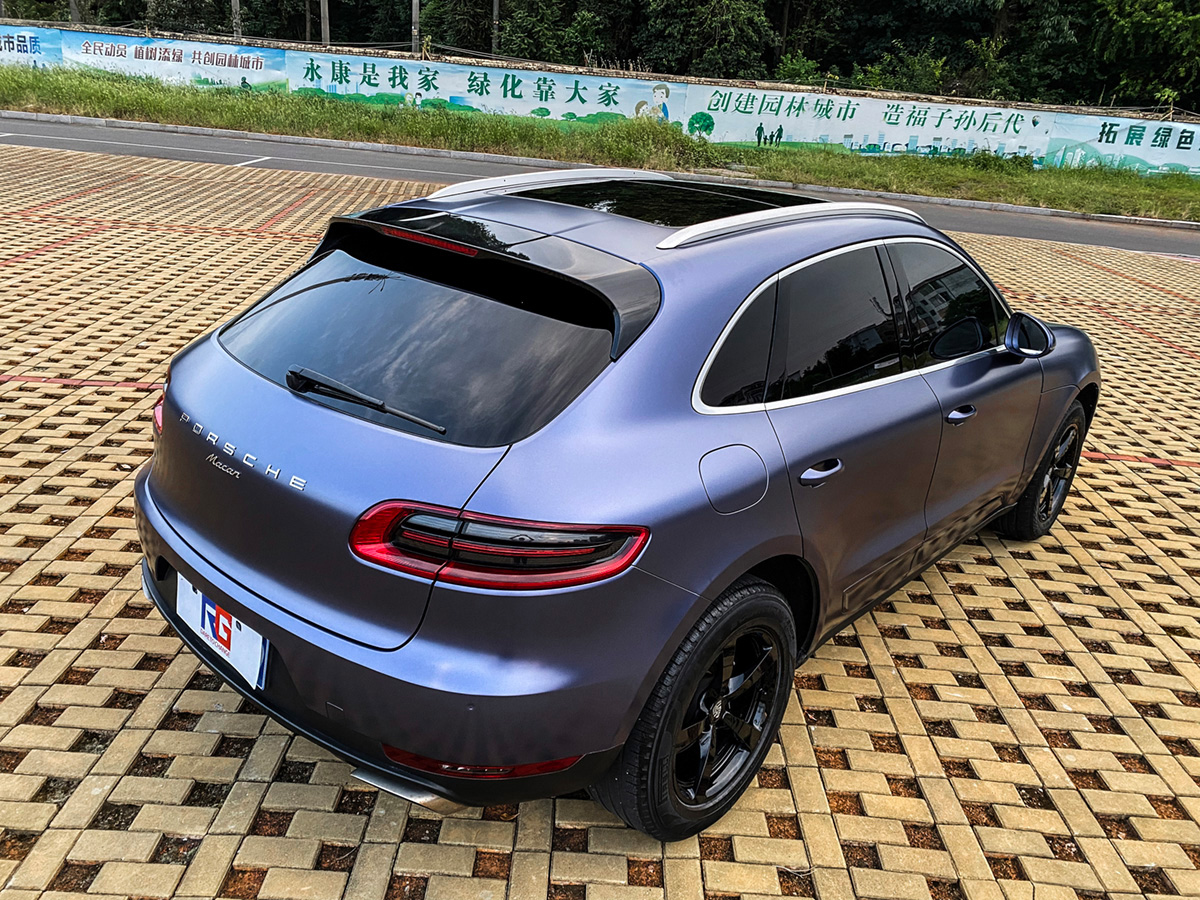 保时捷玛卡车身改色电光午夜蓝rg瑞集改色膜浙江永康加盟店出品