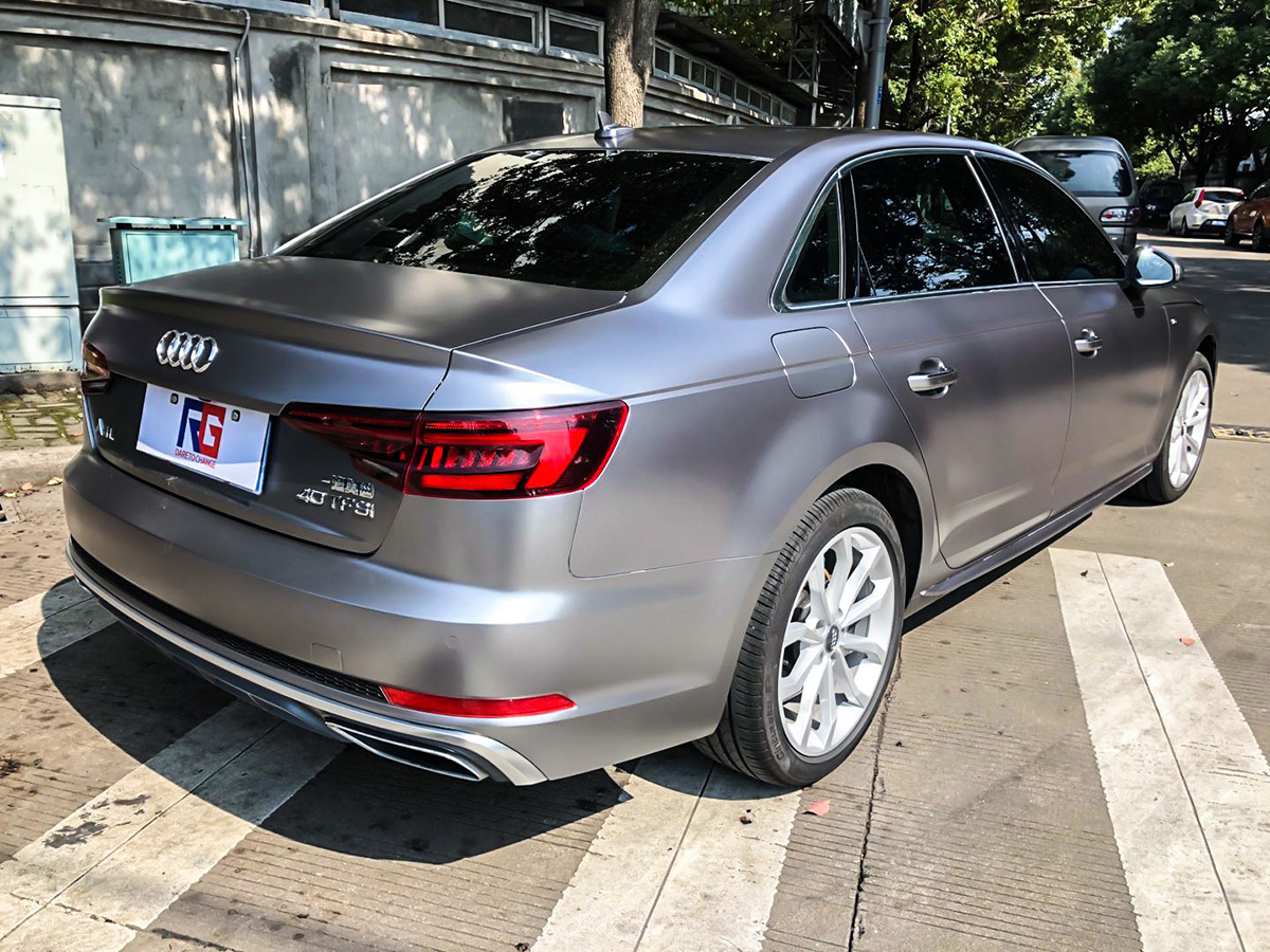 奥迪a4l车身改色电光钛灰 rg瑞集改色膜宁波江北加盟店出品 - rg瑞集