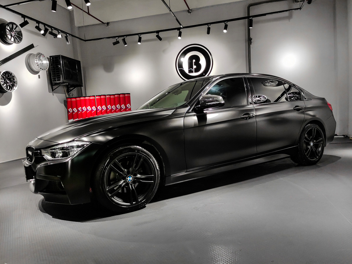 宝马3系车身改色电光黑 rg瑞集改色膜陕西西安加盟店出品 - rg瑞集名