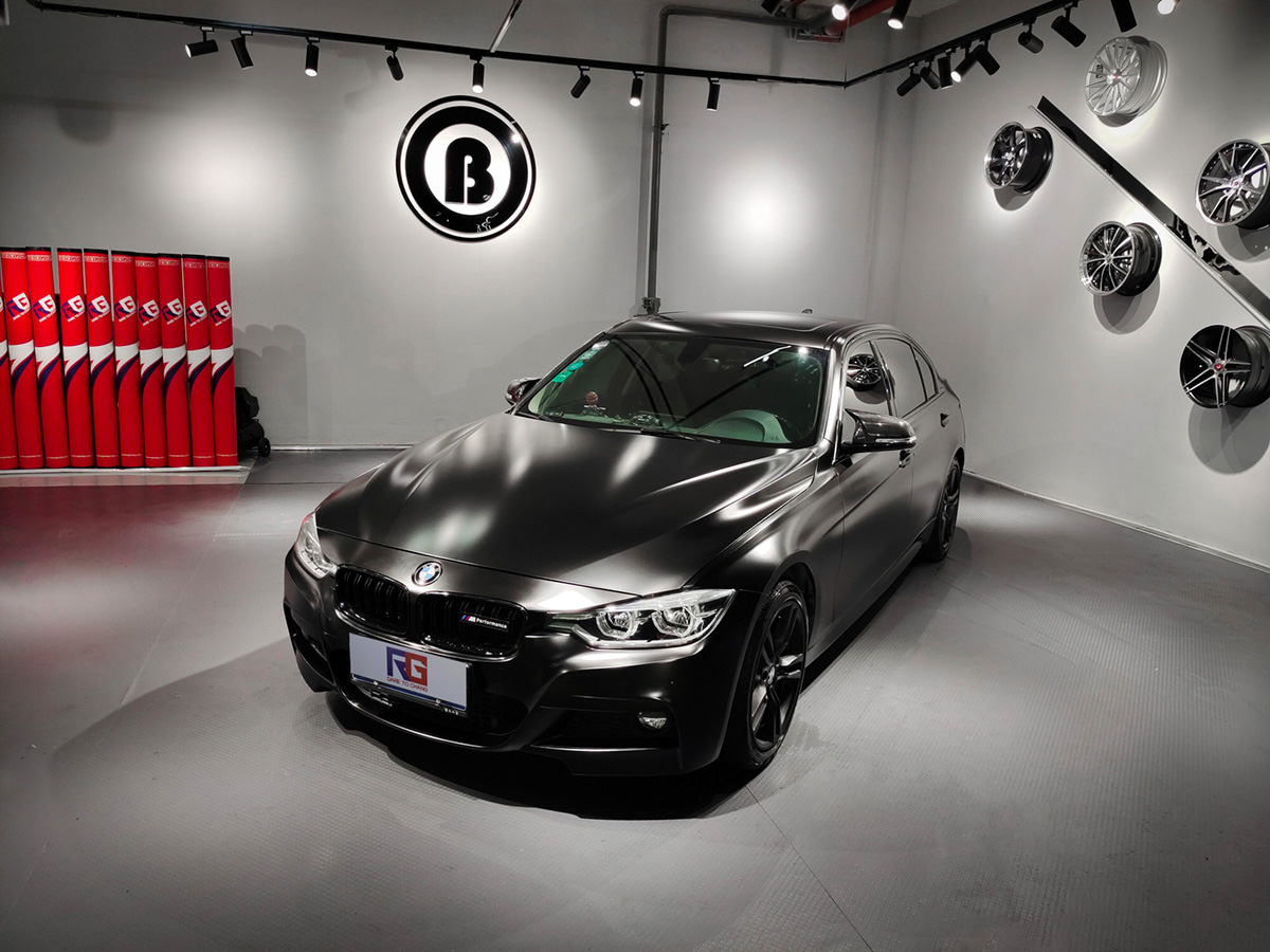宝马3系-电光黑-rg瑞集车身改色膜陕西西安加盟店出品 - rg瑞集名车改
