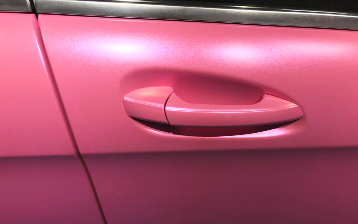 奔驰cls300车身改色电光粉rg瑞集改色膜沙井店出品