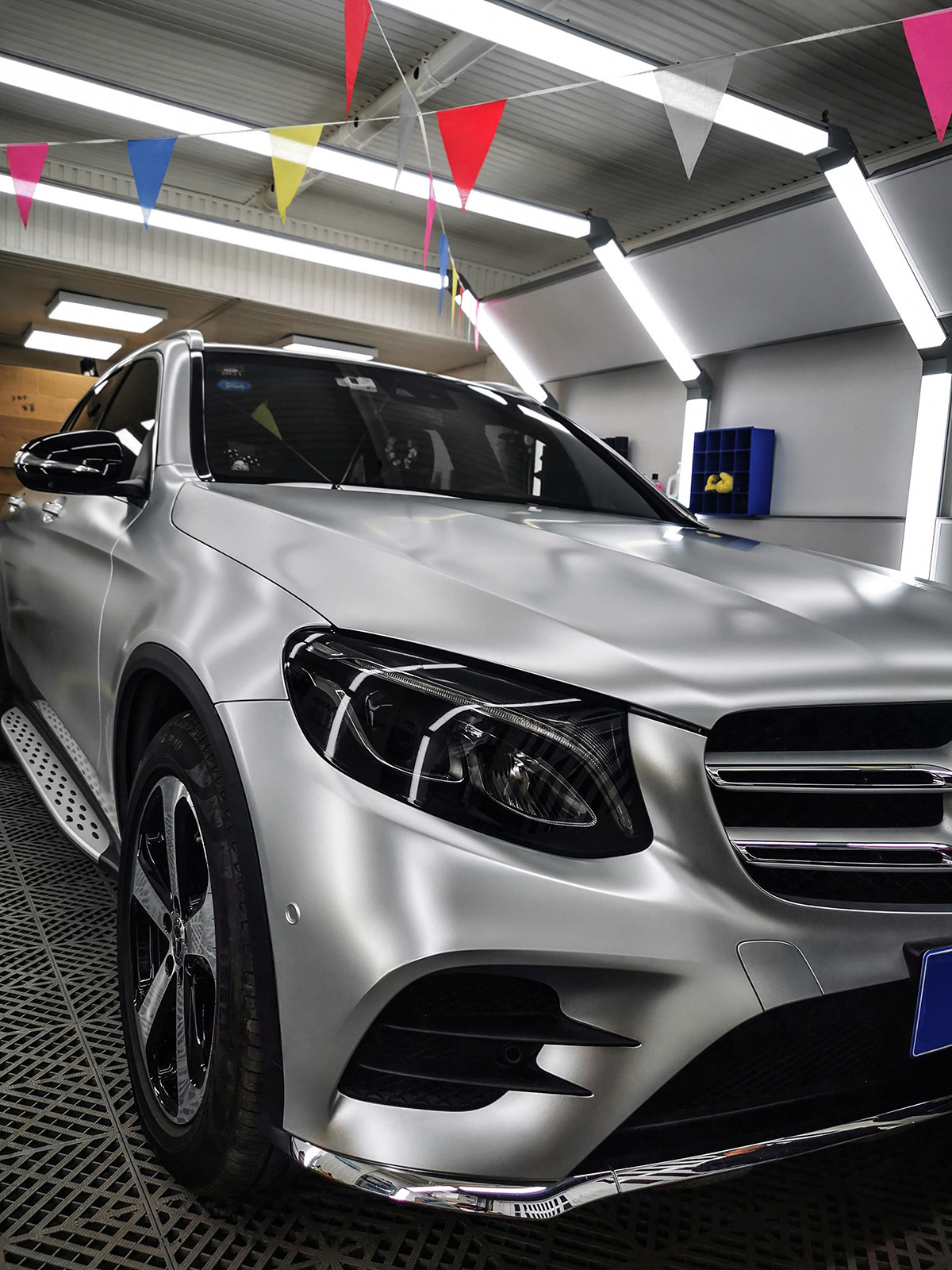 奔驰glc车身改色电光银rg瑞集改色膜河北石家庄加盟店出品