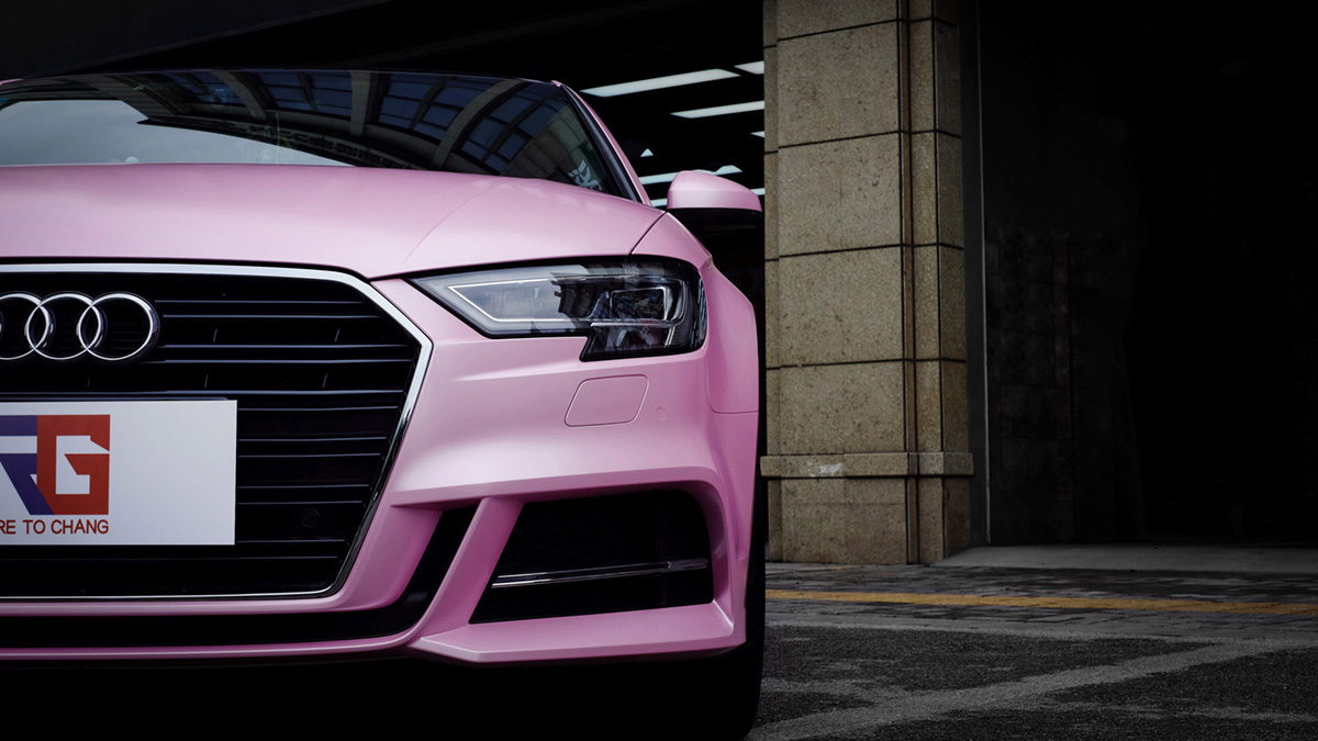 奥迪a3-电光樱花粉-rg瑞集车身改色膜浙江海宁施工加盟店出品