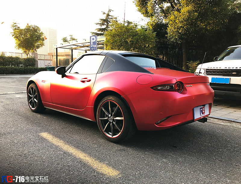 马自达mx5车身改色电光红rg瑞集改色膜总店出品