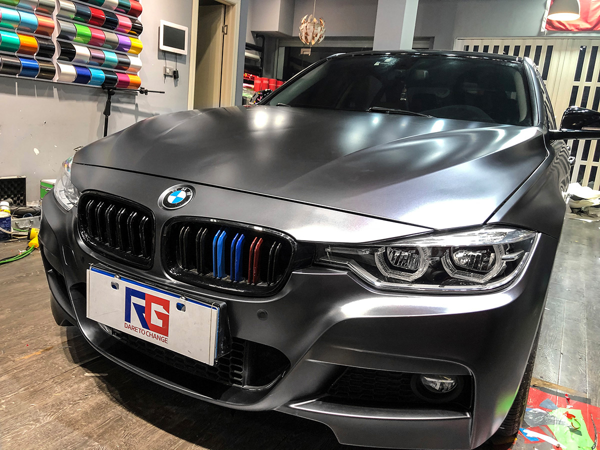宝马3系车身改色电光钛灰rg瑞集改色膜浙江永康加盟店出品