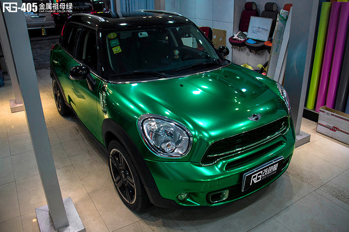 宝马mini改色贴膜金属祖母绿英国rg瑞集汽车改色膜中国代理广州总部