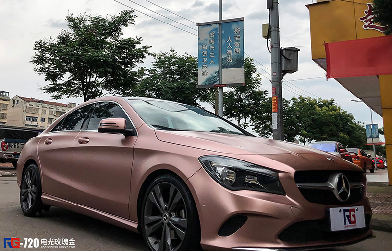 奔驰gla200车身改色电光玫瑰金 rg瑞集改色膜浙江永康店出品