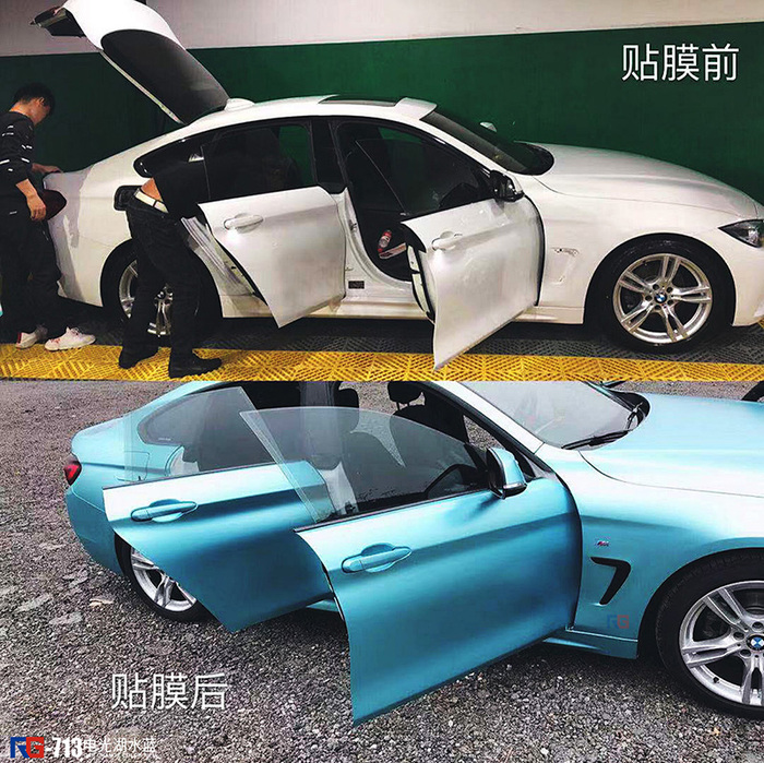 寶馬425i車身改色電光湖水藍案例 英國rg瑞集汽車改色膜寧波江北區