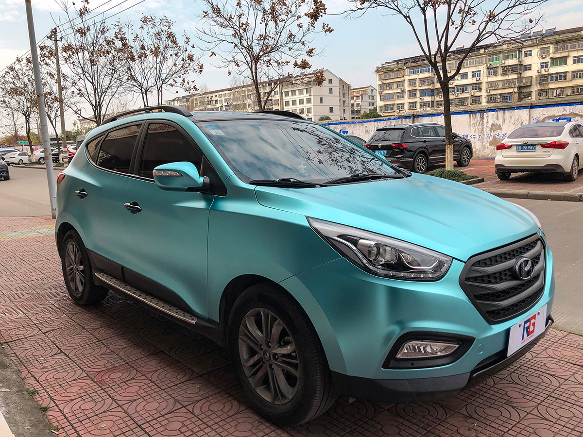 北京现代ix35车身改色电光湖水蓝rg瑞集改色膜浙江永康加盟店出品