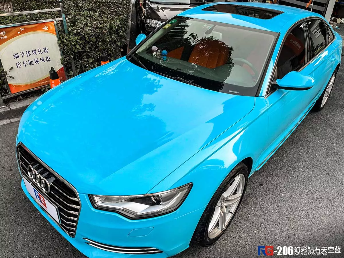 奥迪a6l-幻彩钻石天空蓝-rg瑞集名车改色贴膜