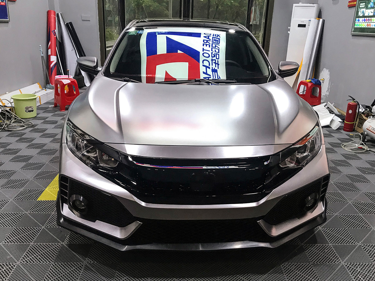 本田思域车身改色电光战斗灰rg瑞集改色膜湖南岳阳加盟店出品