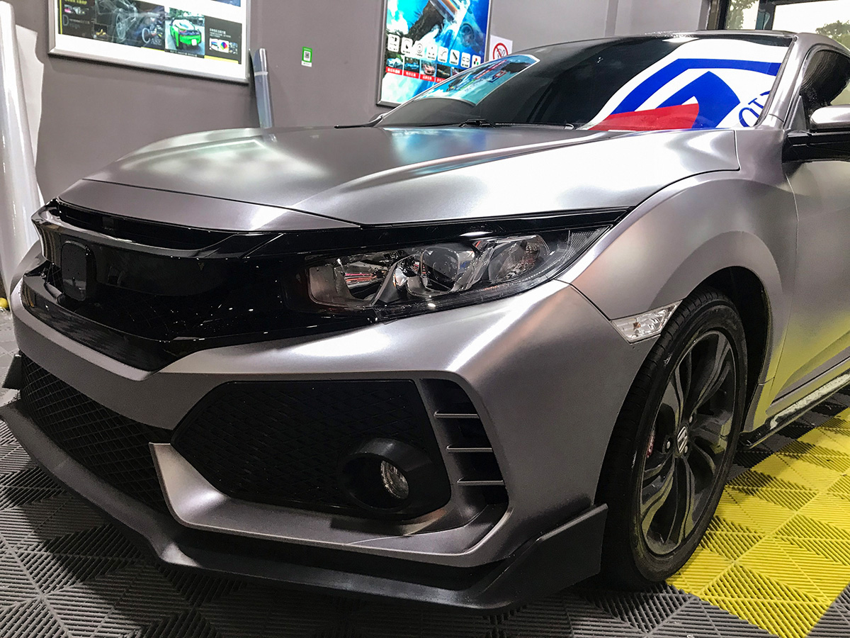 本田思域车身改色电光战斗灰rg瑞集改色膜湖南岳阳加盟店出品