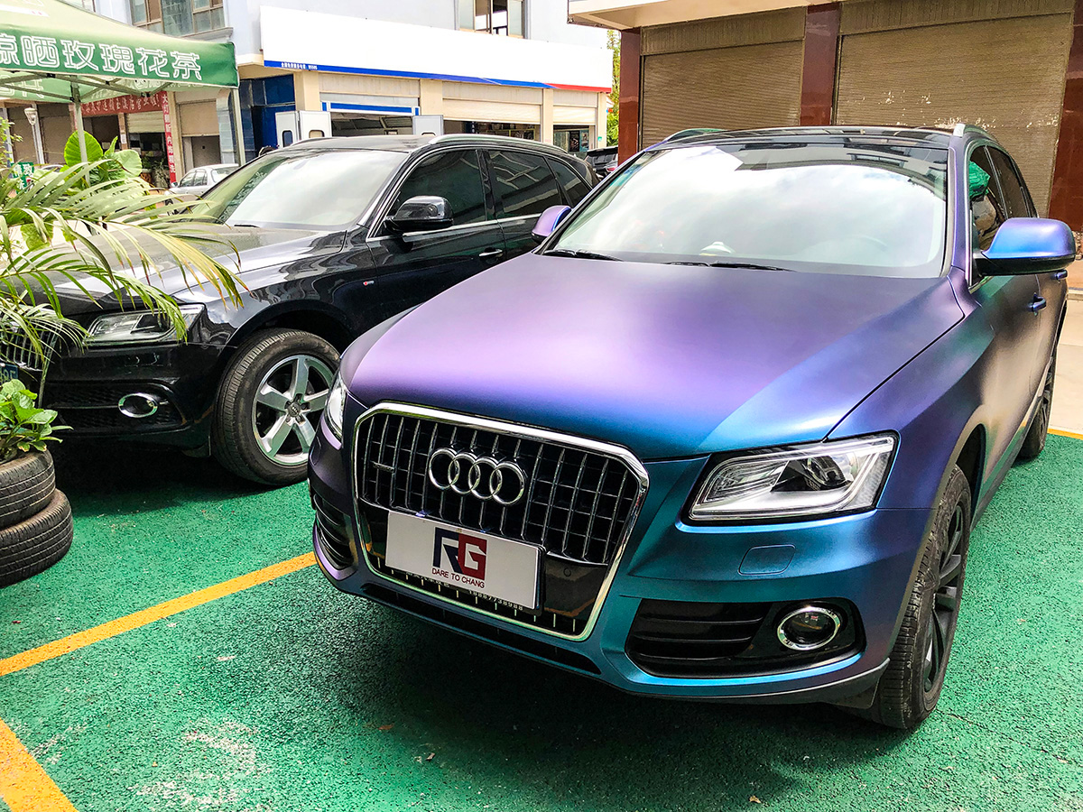 奥迪q5车身改色电光紫魅蓝rg瑞集改色膜云南玉溪加盟店出品