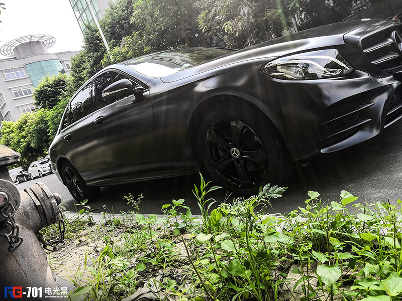 奔驰e200l车身改色电光黑 rg瑞集改色膜福建泉州加盟2出品