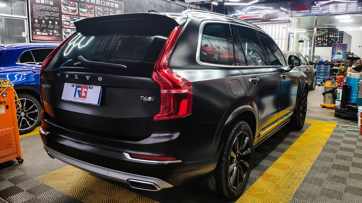 沃尔沃xc90车身改色电光黑rg瑞集改色膜广东汕尾加盟店出品