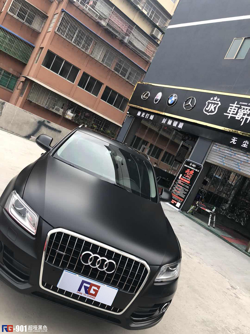 奥迪q5亚光黑改色贴膜拍摄效果图,英国rg瑞集汽车车身贴膜