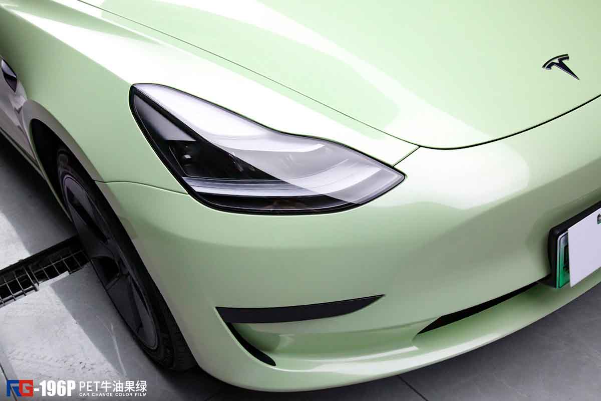 特斯拉model 3-PET牛油果绿-RG瑞集名车改色贴膜 - RG瑞集名车改色