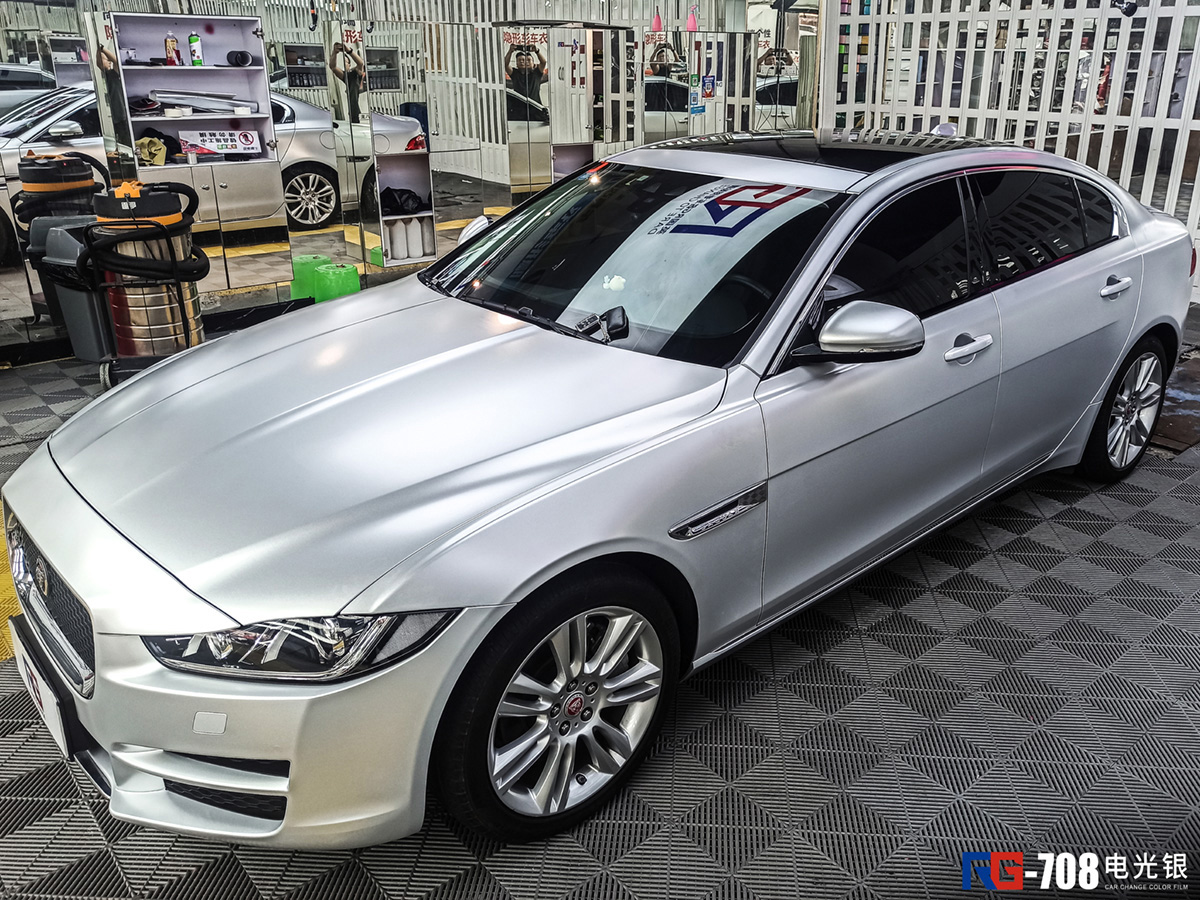 捷豹xel车身电光银rg瑞集改色膜东莞厚街