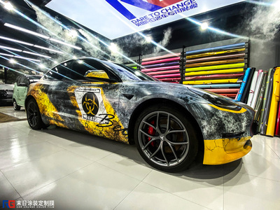 特斯拉model3-末日涂装定制膜-rg瑞集名车改色贴膜浙江永康加盟