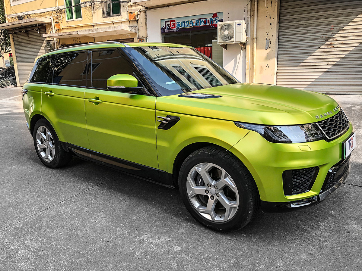 路虎揽胜车身改色电光荧光绿rg瑞集改色膜浙江永康加盟店出品