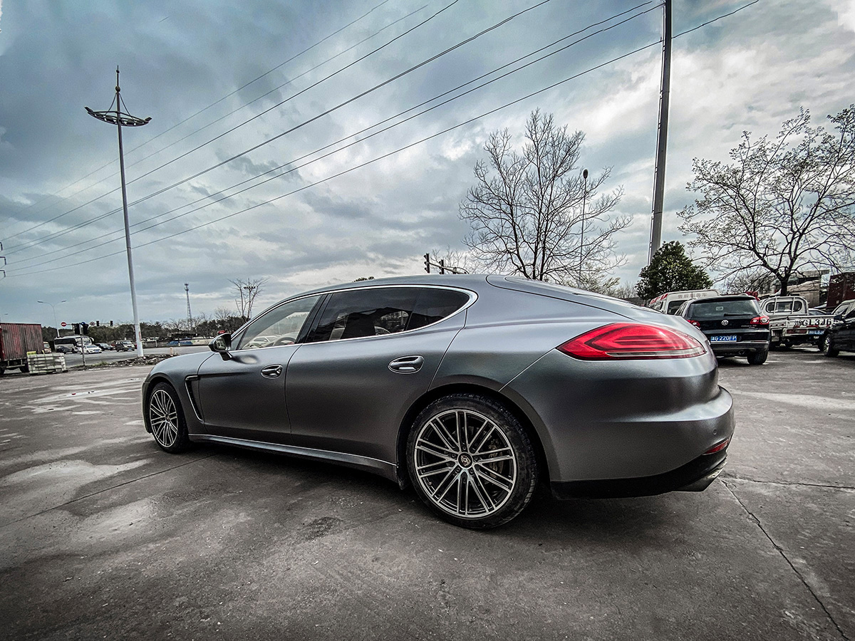 保时捷帕拉梅拉车身改色电光钛灰 rg瑞集改色膜浙江永康加盟店出品